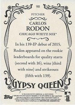 2016 Topps Gypsy Queen - Framed Blue #98 Carlos Rodon Back