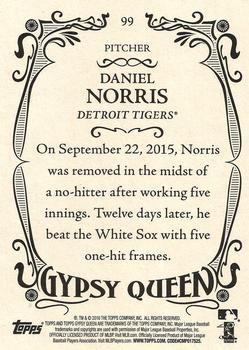 2016 Topps Gypsy Queen - Framed Blue #99 Daniel Norris Back