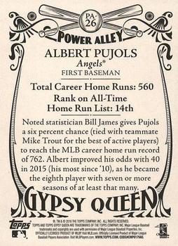 2016 Topps Gypsy Queen - Power Alley #PA-26 Albert Pujols Back