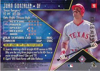 1998 Topps Stars #90 Juan Gonzalez Back