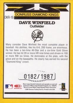 2001 Donruss - Diamond Kings Reprints #DKR-16 Dave Winfield Back