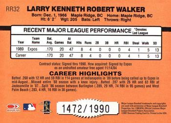 2001 Donruss - Rookie Reprints #RR32 Larry Walker Back
