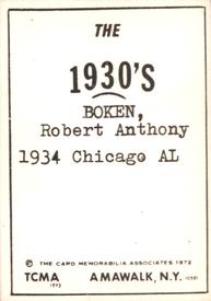 1972 TCMA The 1930's #NNO Robert Boken Back