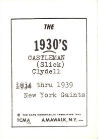1972 TCMA The 1930's #NNO Slick Castleman Back