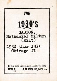 1972 TCMA The 1930's #NNO Milt Gaston Back