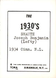 1972 TCMA The 1930's #NNO Joseph Shaute Back