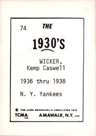 1972 TCMA The 1930's #74 Kemp Wicker Back