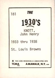 1972 TCMA The 1930's #181 John Knott Back