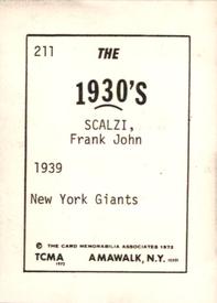 1972 TCMA The 1930's #211b Frank Scalzi Back