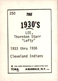 1972 TCMA The 1930's #250 Thornton Lee Back