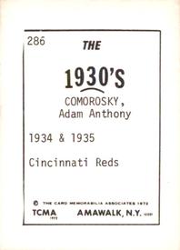 1972 TCMA The 1930's #286 Adam Comorosky Back