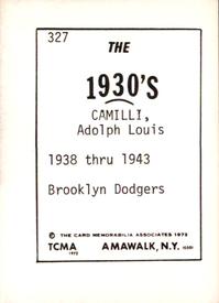 1972 TCMA The 1930's #327 Dolph Camilli Back
