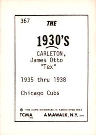 1972 TCMA The 1930's #367 Tex Carleton Back