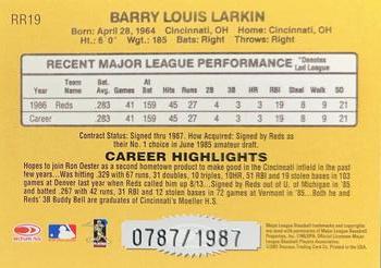 2001 Donruss - Rookie Reprints Holofoil #RR19 Barry Larkin Back