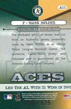 2001 Donruss Class of 2001 - Diamond Aces #A11 Mark Mulder Back