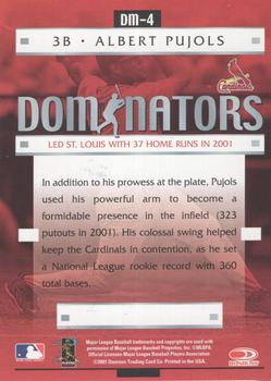 2001 Donruss Class of 2001 - Dominators #DM-4 Albert Pujols  Back