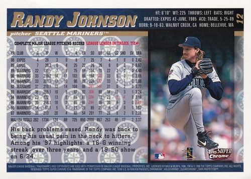 1998 Topps SuperChrome #12 Randy Johnson Back