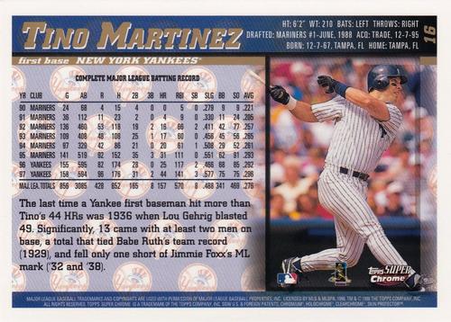 1998 Topps SuperChrome #16 Tino Martinez Back