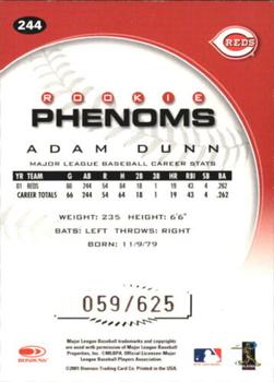 2001 Donruss Class of 2001 - Rookie Autographs #244 Adam Dunn Back