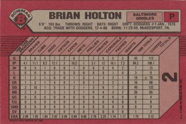 1989 Bowman #2 Brian Holton Back