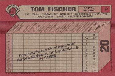 1989 Bowman #20 Tom Fischer Back