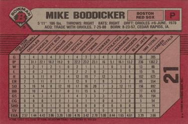1989 Bowman #21 Mike Boddicker Back
