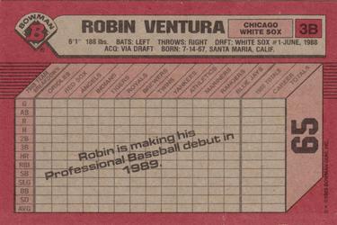 1989 Bowman #65 Robin Ventura Back