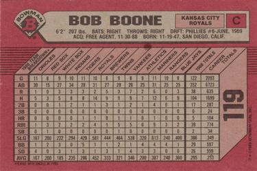 1989 Bowman #119 Bob Boone Back