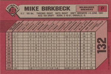 1989 Bowman #132 Mike Birkbeck Back