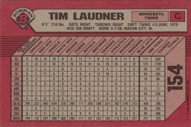 1989 Bowman #154 Tim Laudner Back