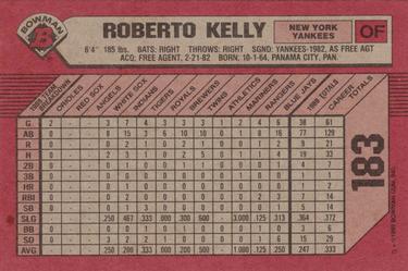 1989 Bowman #183 Roberto Kelly Back