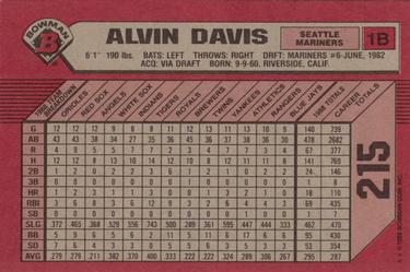 1989 Bowman #215 Alvin Davis Back