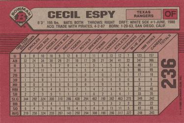 1989 Bowman #236 Cecil Espy Back
