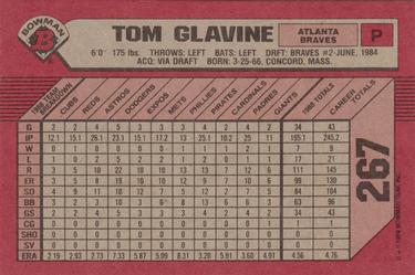 1989 Bowman #267 Tom Glavine Back
