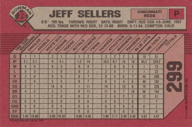 1989 Bowman #299 Jeff Sellers Back