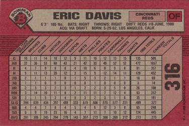 1989 Bowman #316 Eric Davis Back