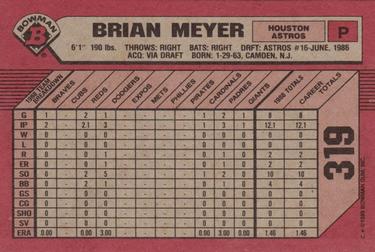 1989 Bowman #319 Brian Meyer Back