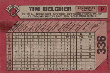 1989 Bowman #336 Tim Belcher Back