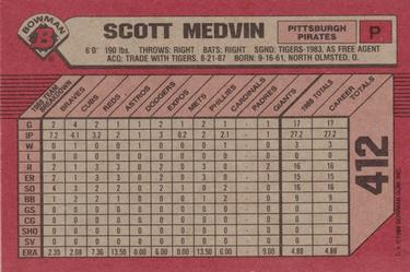 1989 Bowman #412 Scott Medvin Back