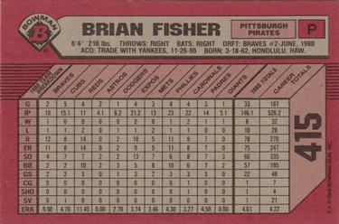 1989 Bowman #415 Brian Fisher Back