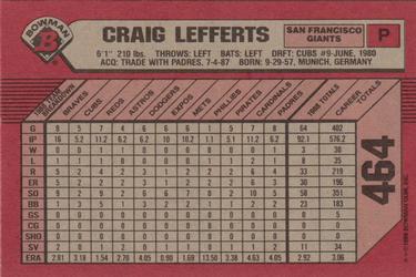 1989 Bowman #464 Craig Lefferts Back