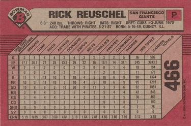 1989 Bowman #466 Rick Reuschel Back