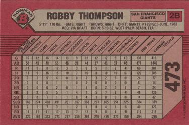 1989 Bowman #473 Robby Thompson Back