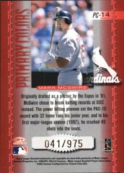 2001 Donruss Elite - Primary Colors Red #PC-14 Mark McGwire  Back