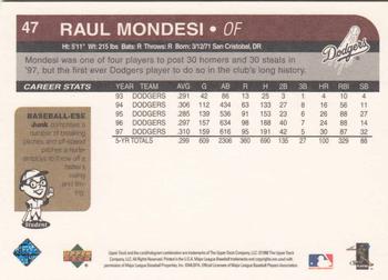 1998 Upper Deck Retro #47 Raul Mondesi Back