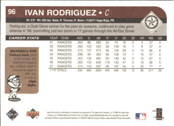 1998 Upper Deck Retro #96 Ivan Rodriguez Back