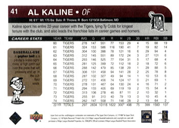 1998 Upper Deck Retro #41 Al Kaline Back