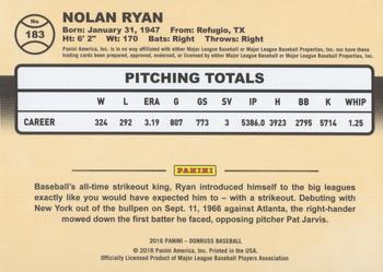 2016 Donruss - Career Stat Line #183 Nolan Ryan Back