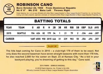 2016 Donruss - Gold Press Proof #48 Robinson Cano Back