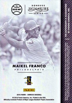 2016 Donruss - Signature Series #SGS-MF Maikel Franco Back